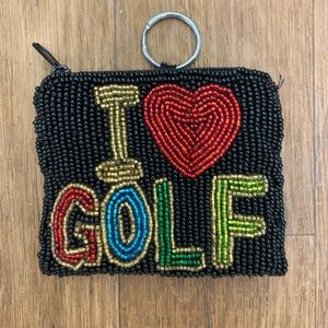 I LOVE GOLF Embroidered Key Chain Coin Purse Heart Fully lined. I❤️GOLF